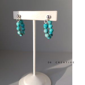 New turquoise  and red coral with sterling silver earring 2 for choose